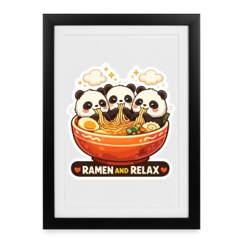 Panda Ramen & Relax Trio - Framed poster (27 × 37 cm) - black - Front