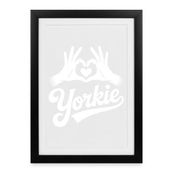 Yorkie Herzhand Logo - Gerahmtes Poster (27 × 37 cm) - Schwarz - Vorne