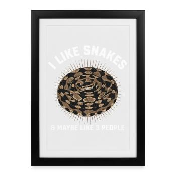 J’aime les serpents et je conçois peut-être trois personnes - Affiche encadrée (27 × 37 cm) - noir - Devant