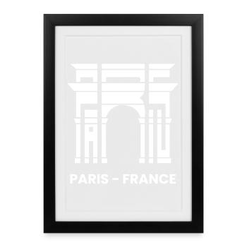 Paris France Arc de Triomphe France Touriste - Affiche encadrée (27 × 37 cm) - noir - Devant