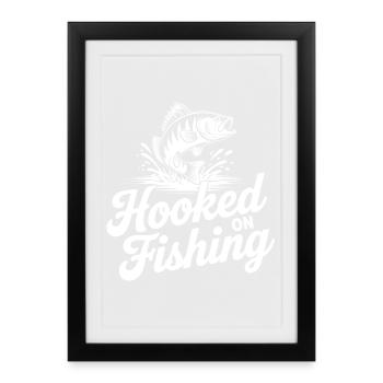 Fish Hooked on Fishing - Framed poster (27 × 37 cm) - black - Front