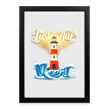 Phare - Désir de mer - Affiche encadrée (27 × 37 cm) - noir - Devant
