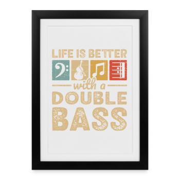 Contrebassiste Contrebassiste Contrebassiste Musicien contrebasse - Affiche encadrée (27 × 37 cm) - noir - Devant