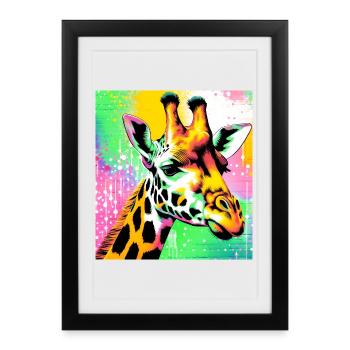 giraffe - Framed poster (27 × 37 cm) - black - Front