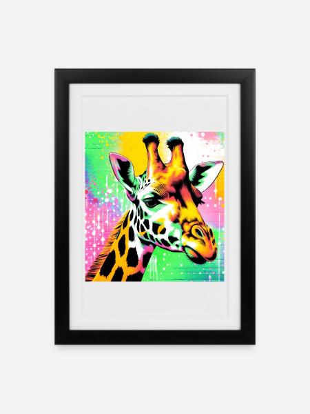 girafe - Affiche encadrée (27 × 37 cm) - noir