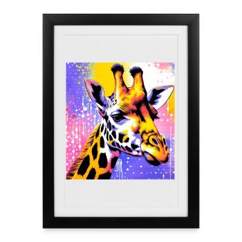girafe - Affiche encadrée (27 × 37 cm) - noir - Devant