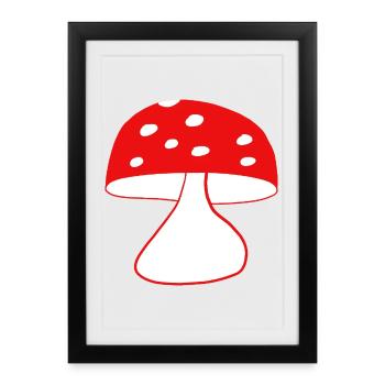 Red fly agaric mushrooms - Framed poster (27 × 37 cm) - black - Front