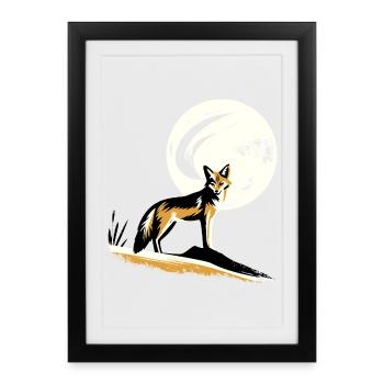 Jackal in the moonlight - Framed poster (27 × 37 cm) - black - Front