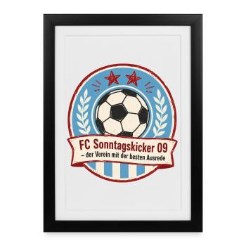 FC Sonntagskicker 09 - Gerahmtes Poster (27 × 37 cm) - Schwarz - Vorne