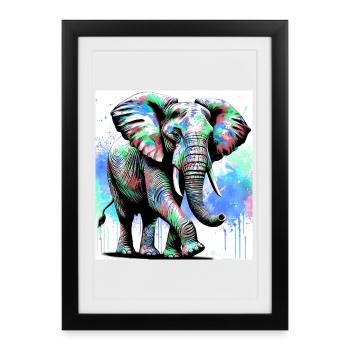 éléphant - Affiche encadrée (27 × 37 cm) - noir - Devant