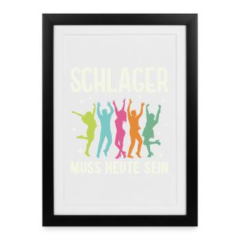 Schlager Party Schlagermusik Tanzparty Musik - Gerahmtes Poster (27 × 37 cm) - Schwarz - Vorne
