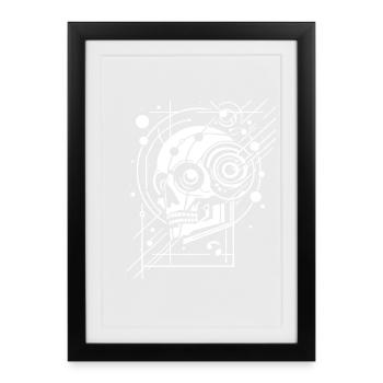 Cyber Skull Geometry Neon - Framed poster (27 × 37 cm) - black - Front