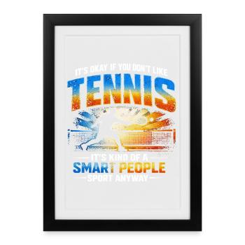Humour Tennis Sport Intelligent | Cadeau Joueur Ré - Affiche encadrée (27 × 37 cm) - noir - Devant