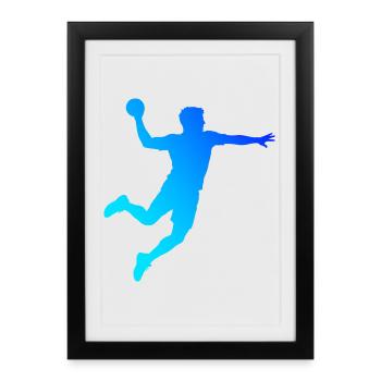 Idée cadeau pour un joueur de handball - Affiche encadrée (27 × 37 cm) - noir - Devant