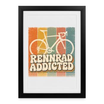 Rennrad süchtig Geschenkidee für Rennradfahrer - Gerahmtes Poster (27 × 37 cm) - Schwarz - Vorne