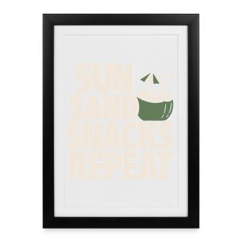 Sun Sand Snacks Repeat Tropical Design - Framed poster (27 × 37 cm) - black - Front
