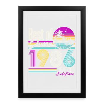 June 1986 Vintage Birthday Gift Retro - Framed poster (27 × 37 cm) - black - Front