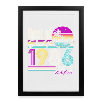 July 1986 Vintage Birthday Gift Retro - Framed poster (27 × 37 cm) - black - Front