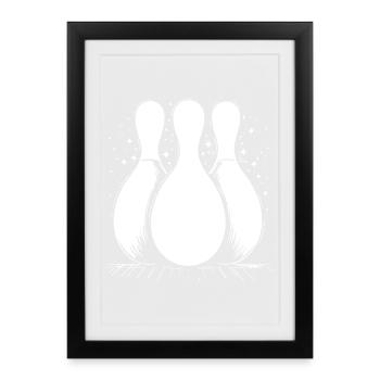 Quilles de bowling - Affiche encadrée (27 × 37 cm) - noir - Devant