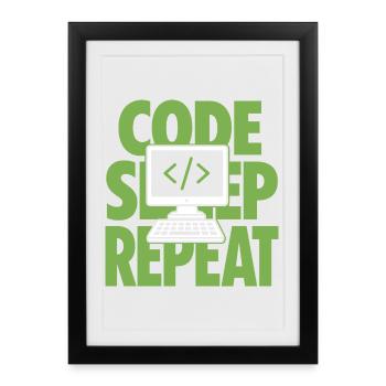 Code Sleep Repeat Programmer - Framed poster (27 × 37 cm) - black - Front