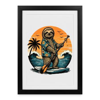 Drôle de planche de paddle SUP Stand Up paddle - Affiche encadrée (27 × 37 cm) - noir - Devant