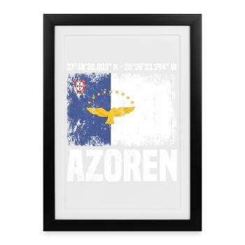 Voyage insulaire aux Açores - Affiche encadrée (27 × 37 cm) - noir - Devant