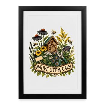 NATIVE STEM CALM plants - Framed poster (27 × 37 cm) - black - Front