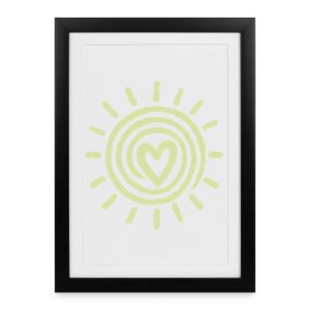 Dessin à la main du cœur du soleil - Affiche encadrée (27 × 37 cm) - noir - Devant
