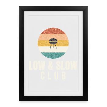 Low And Slow Club Retro BBQ - Framed poster (27 × 37 cm) - black - Front