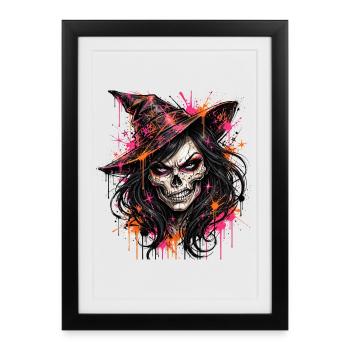 Sorcières - Skull Witch Neon - Affiche encadrée (27 × 37 cm) - noir - Devant