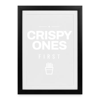 Pommes Pommes Frites Kartoffel Lustig Imbiss Snack - Gerahmtes Poster (27 × 37 cm) - Schwarz - Vorne