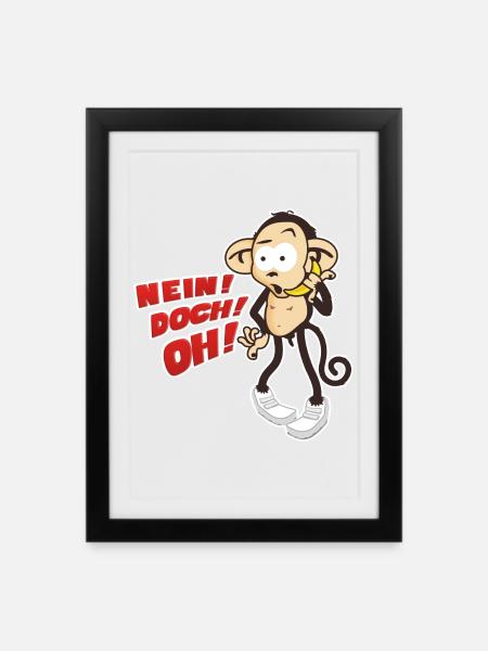 NEIN! DOCH! OH! Bananen! - Gerahmtes Poster (27 × 37 cm) - Schwarz