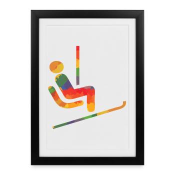 Coureur de ski couleur - Affiche encadrée (27 × 37 cm) - noir - Devant