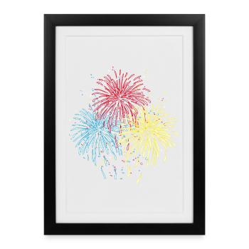 Feux d'artifice en trois couleurs - Affiche encadrée (27 × 37 cm) - noir - Devant