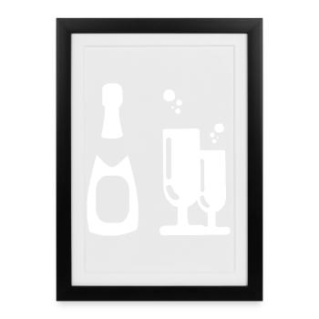 Sparkling wine with glasses - Framed poster (27 × 37 cm) - black - Front