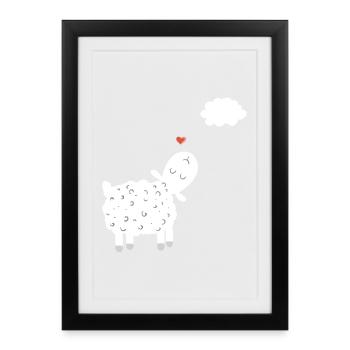 Mouton Avec Nuage Dans L'amour I En Amour Avec Mouton Cadeau - Affiche encadrée (27 × 37 cm) - noir - Devant