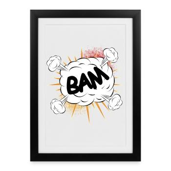 Bam comic fight cloud for your own texts & motifs - Framed poster (27 × 37 cm) - black - Front
