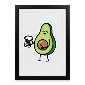 Drôle d'avocat bière bière ventre avocat fosse céto - Affiche encadrée (27 × 37 cm) - noir - Devant