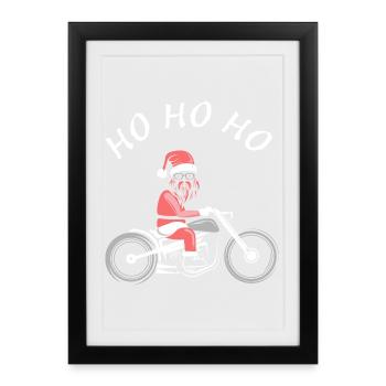 Ho Ho Ho T-shirt Design Moto Santa Funny Biker - Affiche encadrée (27 × 37 cm) - noir - Devant