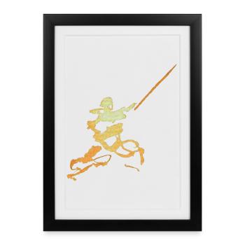 Swordsman Ink Figure - Framed poster (27 × 37 cm) - black - Front