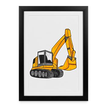 Pelles à godets Excavatrices Pelles - Affiche encadrée (27 × 37 cm) - noir - Devant