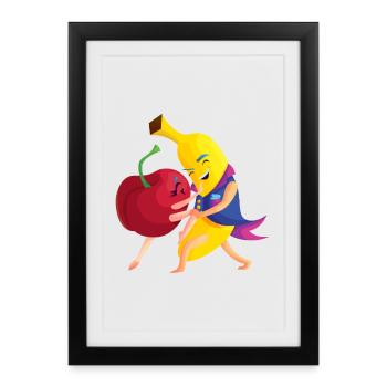 T-shirt drôle KIBA en danse banane d’église - Affiche encadrée (27 × 37 cm) - noir - Devant