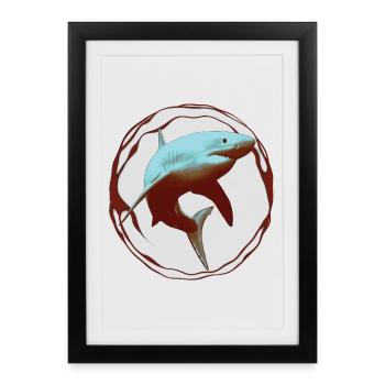Grand Requin Blanc - Affiche encadrée (27 × 37 cm) - noir - Devant