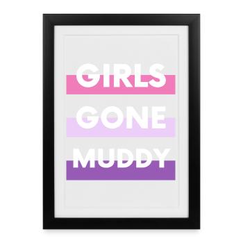 Muddy run shirt mud Matsch Lauf girl Team obstacle - Gerahmtes Poster (27 × 37 cm) - Schwarz - Vorne