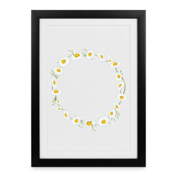 couronne de camomille brillante de fleurs de camomille - Affiche encadrée (27 × 37 cm) - noir - Devant