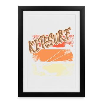 Kitesurfen Kitesurf Kitesurfer Kiteboard - Affiche encadrée (27 × 37 cm) - noir - Devant