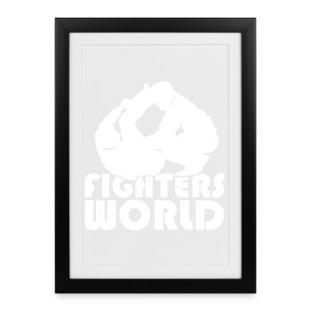 fighters world jiu jitsu wrestling wrestling symbol icon - Framed poster (27 × 37 cm) - black - Front