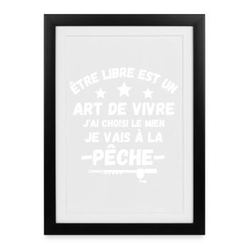 pêche, pêcheur, fan de pêche - Affiche encadrée (27 × 37 cm) - noir - Devant
