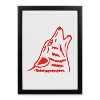 Le hurlement du loup rouge - Affiche encadrée (27 × 37 cm) - noir - Devant