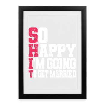 Funny Bachelor Party Engagement Wedding Married - Framed poster (27 × 37 cm) - black - Front